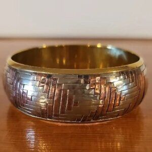 Vintage 70's Brass, Copper, Silvertone Cuff